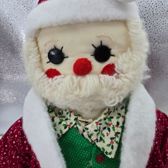 Vintage Handmade Santa Doll Plush Shelf Sitter Stuffed 22 Inches - Picture 4 of 15